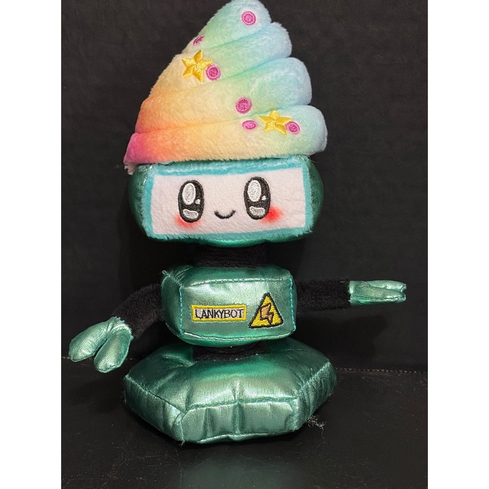 LankyBox LankyBot 7" Plush Robot Teal Metallic Rainbow Swirl Hat YouTube Rare